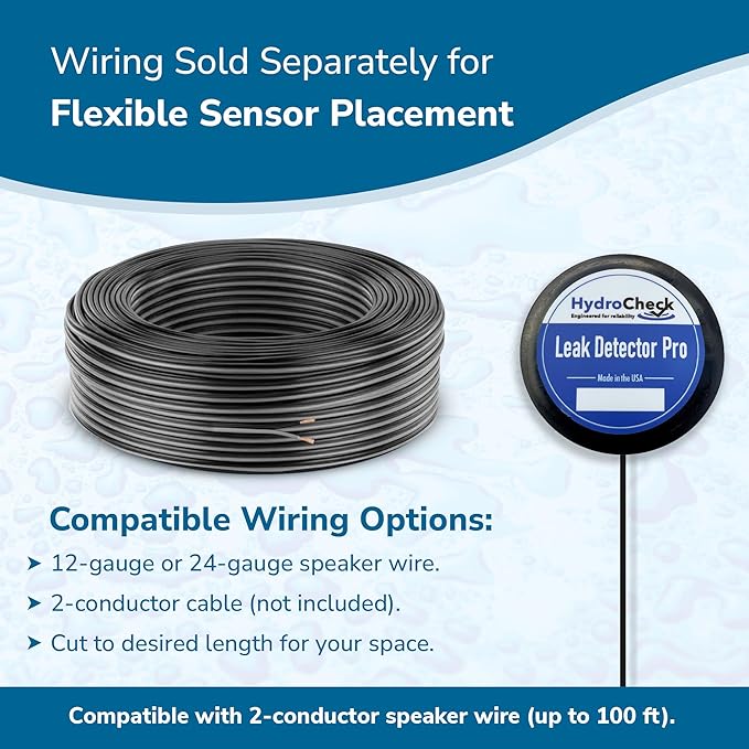 Water Leak Detector Replacement Puck - Commercial Moisture Sensor Alarm System - High Amp Load Moisture Detectors for Home & Offices - Smart Water Leak Detection (Wiring Sold Separately)