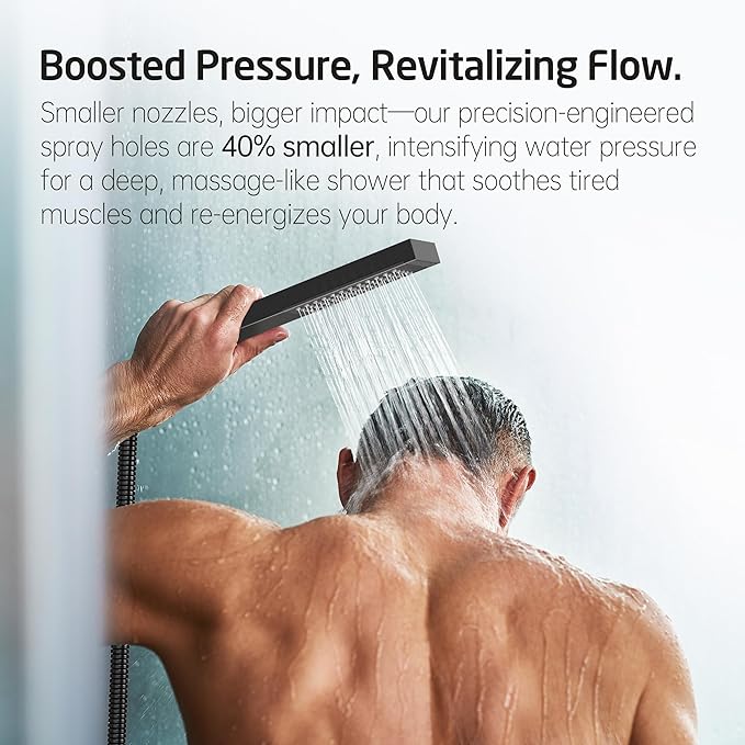 KES Shower System Pressure Balancing Shower Valve with Tub Faucet Spout Set Handheld and 10 Inch Rainfall Shower Head Combo All Metal Matt Black, XB6300-BK