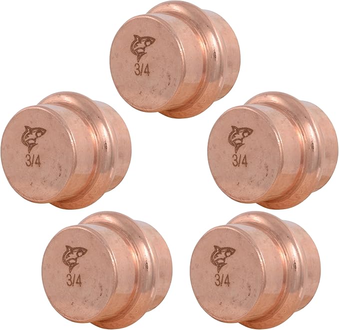 SharkBite 3/4 Inch End Cap, Copper Press Plumbing Fitting, Pack of 5, UPR518X5