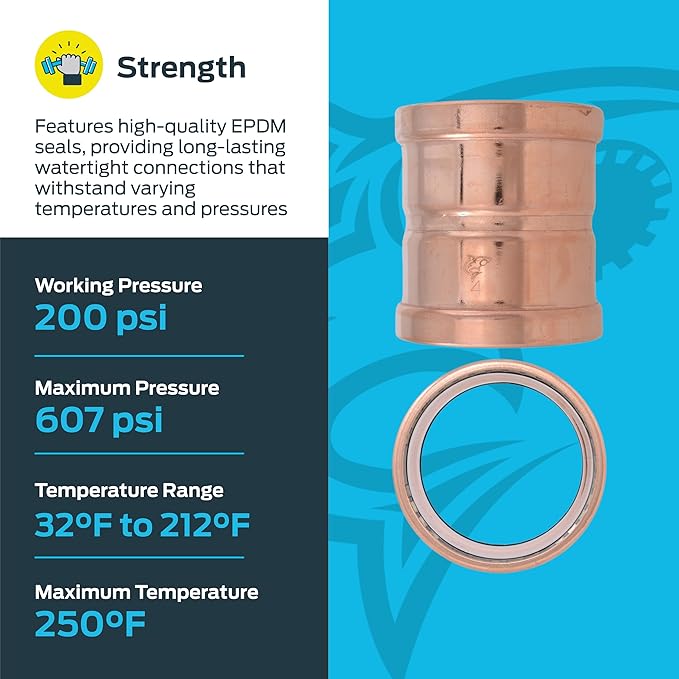 SharkBite 4 Inch Coupling, Copper Press Plumbing Fitting, UPR0105