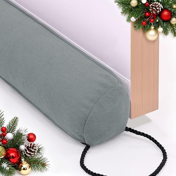 hyha 2 Packs 36 Inch Door Draft Stopper, Blocks Hot Cold Air with Removable Washable Cover, Gaps Up to 3 Inch, All-Season Noise and Wind Seal, Under Draft Stopper for Bottom of Door Window, Grey