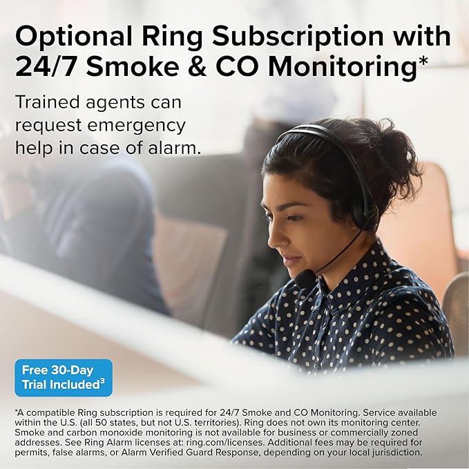 Kidde Smart Smoke and Carbon Monoxide Detector, Ring App Enabled for Real-Time Notifications, Hardwired Alarm, AA Backup Battery