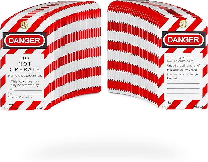 TRADESAFE Lockout Tagout Tags - 60 Danger Do Not Operate Tags with 60 Zip Ties, Premium 32 mil Vinyl, OSHA Compliant Loto Tags for Lock Out Tag Out, Out of Service, Electrical Equipment Repair