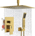 SR SUN RISE 16 Inch Ceiling Mounted Shower System Rain Mixer Shower Combo Set Rainfall Shower Head System Brushed Gold Shower Faucet Rough-in Valve Body and Trim Included