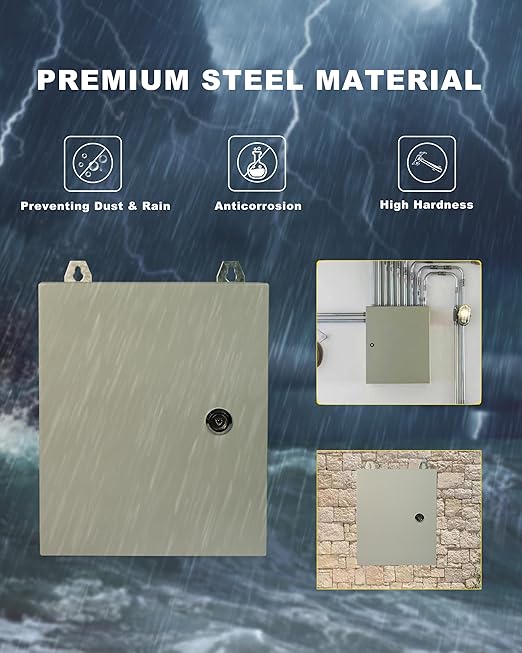 Waterproof Electrical Enclosure 16 x 12 x 6, Outdoor Electrical Box Weatherproof, Electrical Junction Box with Reinforced Lock