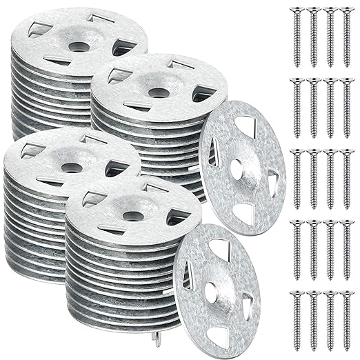 Fastener Kit Board Hardware Set, Includes 1-1/8 Inch Galvanized Steel Washers and Stainless Steel Screws for Fixing Fastening Installation(300 Pcs)