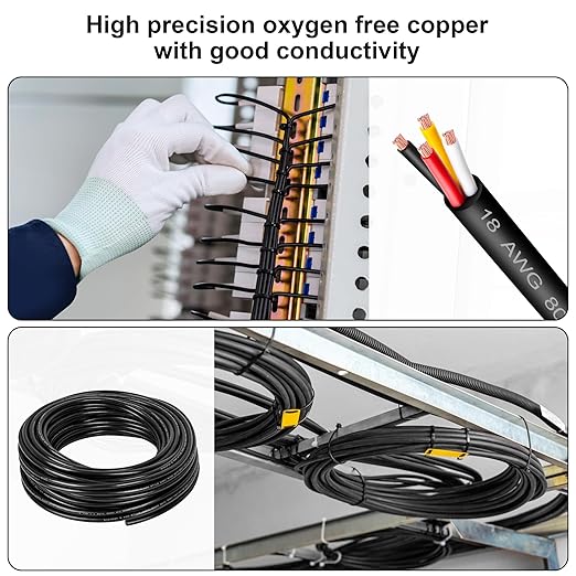 16 Gauge Wire 4 Conductor,16 AWG Electrical Wire Stranded PVC Cord Oxygen-Free Copper Cable,300 FT Tinned Copper Hookup Wire Cord for LED Lamp Lighting Strips Automotive (300FT, 16AWG-4C)…