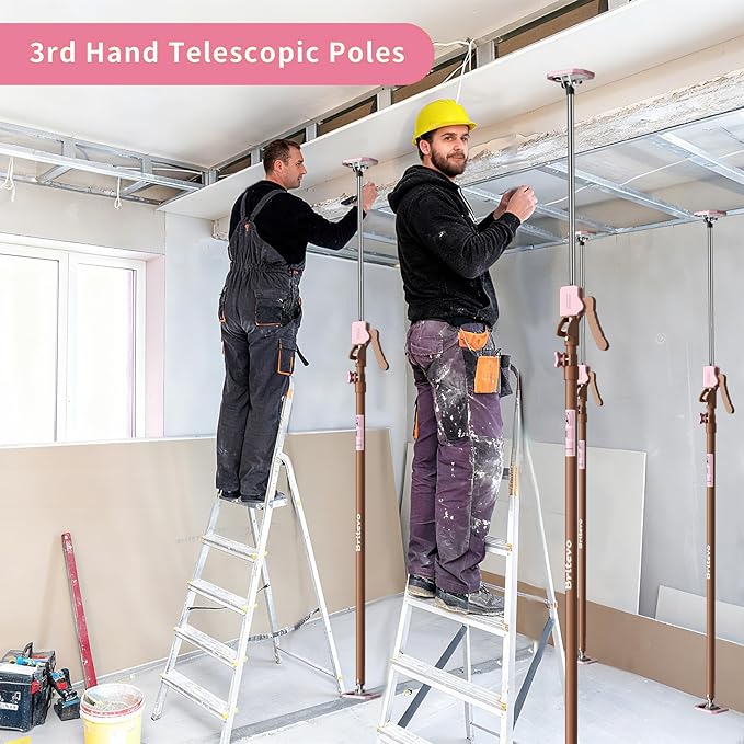 4PK Adjustable Telescopic Support Pole - Cabinet Jack, Heavy Duty Third Hand Support System, Support Road, Drywall Lift, Dust Barrier & Cargo Bar, 54-115", Holds 154lbs