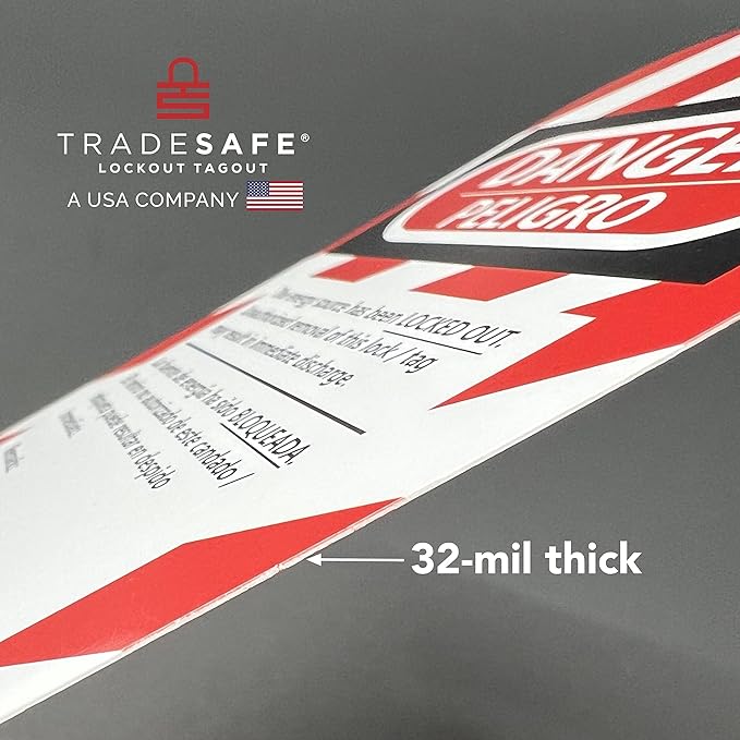TRADESAFE Bilingual Lockout Tagout Tags - Peligro No Operar, 30 Danger Do Not Operate Tag with 30 Zip Ties, Premium 32 mil Vinyl, OSHA Compliant Loto Tags for Lock Out Tag Out, Equipment Repair