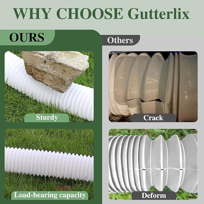 1 Pack Flexible Gutter Downspout Extensions Extendable from 21" to 67", Downspout Extender Comes with Adapters, Thickened Down spout Drain Extension for Rainwater Drainage(White)