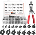 AKIHISA 130Pcs 6-25mm Spring Band Hose Clamp Assortment Kit with Hose Clamp Pliers, 16 Sizes Spring Hose Clip Fuel Line Silicone Vacuum Hose Pipe Clamp, Air Hose Tube Water Pipe Fasteners