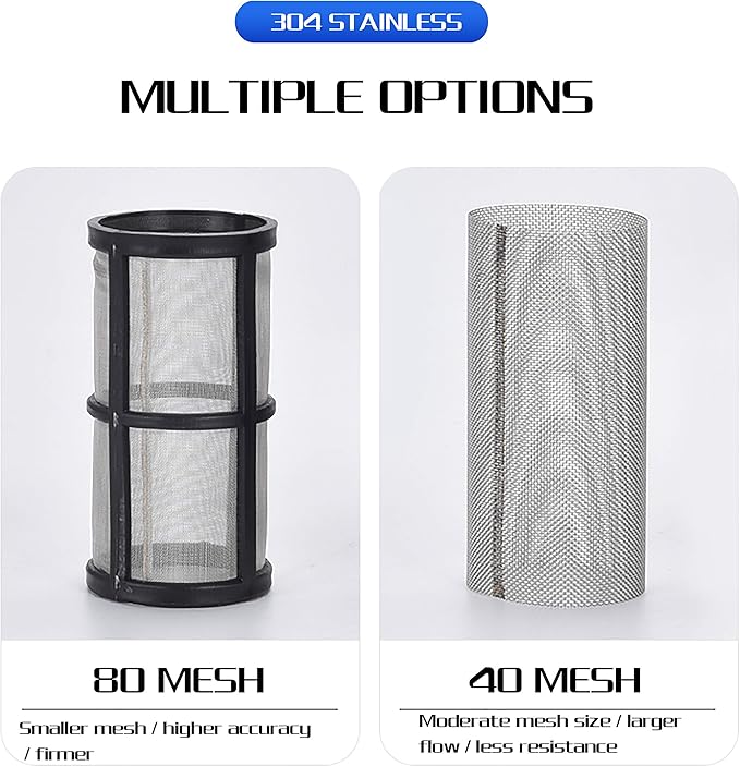 Water Filter, 1/2''Twist-On Pipe Strainer, Nylon PA66 cover, PC bowl, 304 Stainless Screen(1/2''80 Mesh Female water filter)