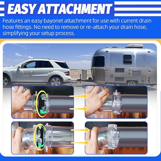 45° Clearview RV Sewer Hose Adapter with 3" Bay Lug - Durable, Leak-Proof Connection
