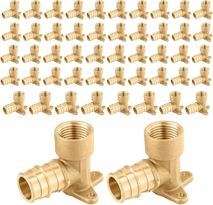 (50-Pack) Seelink PEX-A Expansion Fittings, PEX-A 3/4" x 1/2" Female NPT Drop Ear Elbow, Brass Expansion Pipe Fittings, ASTM F1960