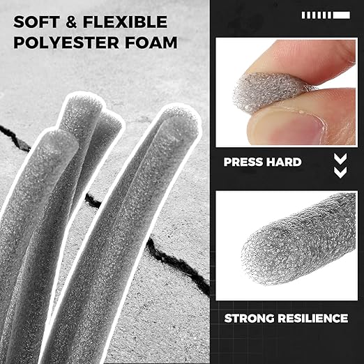 1/2 Inch x 100 ft Foam Backer Rod for Gaps Joints Concrete Crack Filler Caulk Saver Bulk Foam Backing Rod Concrete Filler Rope for Weather Stripping Door Seal (Gray)