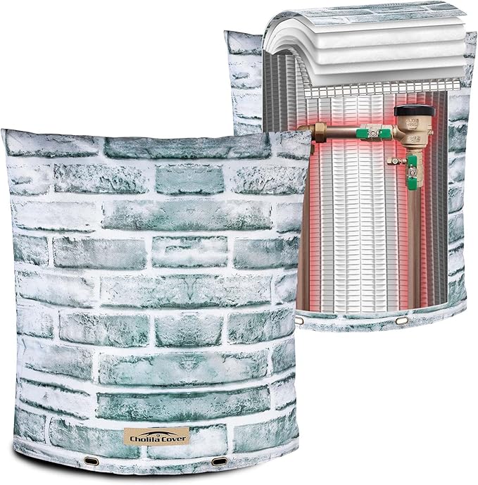 Backflow Preventer Cover Insulated (5˚F) - 20" W x 26" H Backflow Cover for Winter Pipe Freeze Protection - Sprinkler Covers for Outside - Double Wall Insulation Cover Brick White