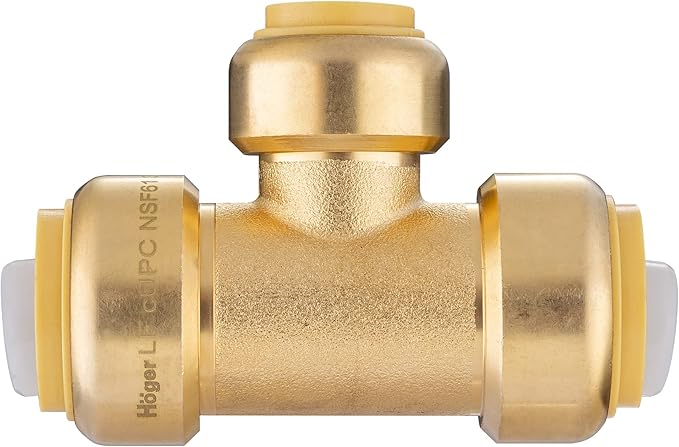 (Pack of 2) EFIELD 3/4"x 3/4" x1/2" Tee Push-Fit Fitting to Connect Pex, Copper, CPVC With 2 Sizes Disconnect Clip, cUPC Certified,(PF127-2PCS)