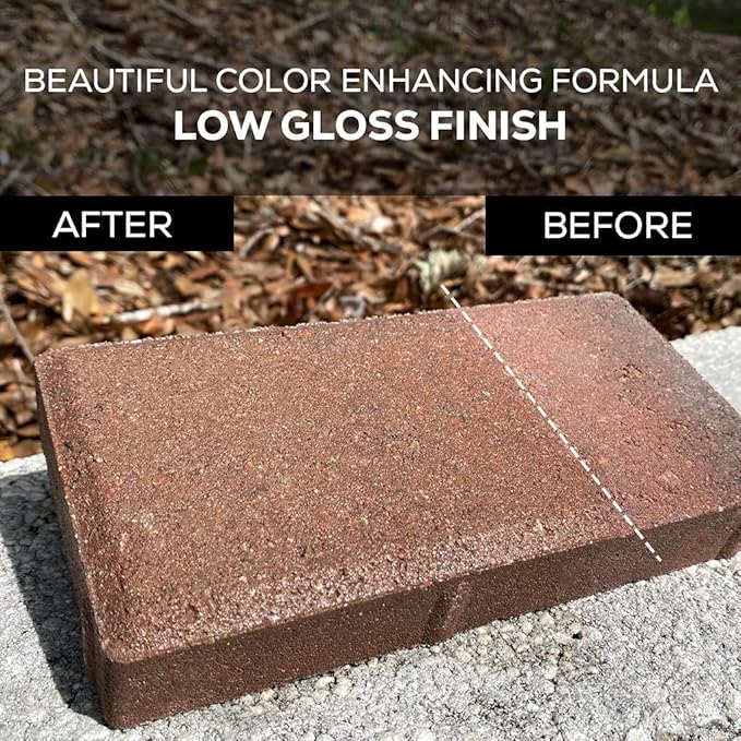 DOMINATOR LG+ Clear Acrylic Sealer 2.5 Gal | Low Gloss Paver Sealer | Wet Look, Color Enhancing | Professional Grade | Concrete Pavers and Decorative Concrete | Fast Dry | Driveway, Patio and More