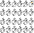 Winlong Stainless Steel Hose Clamps 1/2''- 24 PK Mini Size 6 Worm Gear Drive 3/4'' Clamps All 304 Clamping Range from 5/16 Inch to 7/8 Inch (8mm-22mm) for Automotive Plumbing, 1/2'' Hose Clamps
