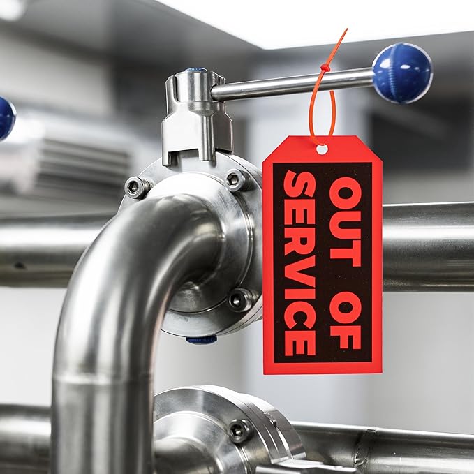 90Sets Out of Service Tags with Adjustable Zip Ties Repair Label for Machine Equipment Inspection Maintenance 5.51 X 2.76inch Red