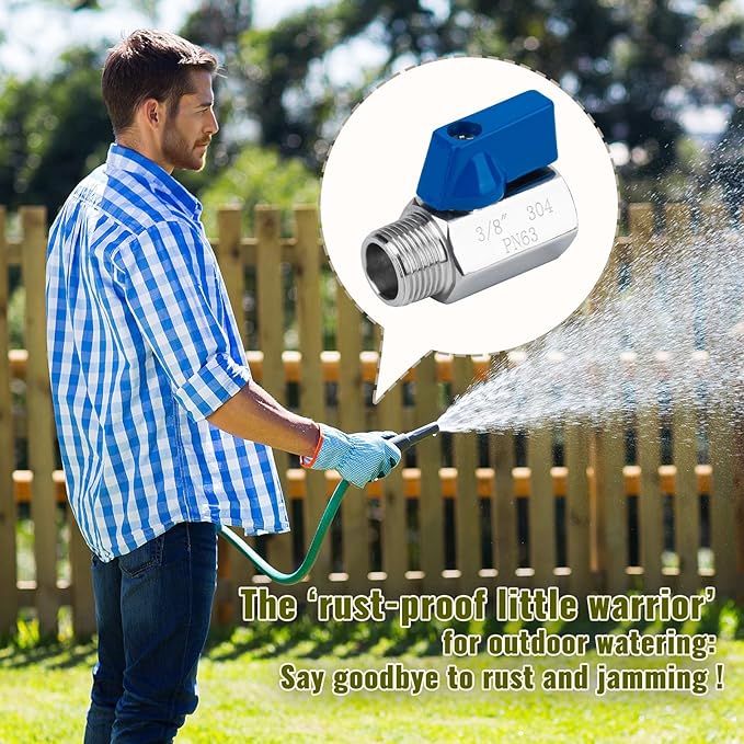 4Pack 3/8" Mini Ball Valve, 304 Stainless Steel Shut-Off Valve NPT Female x Male Thread Small Valves for Compact Space (4, 3/8 Inch)