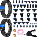 Air Line Tubing Kit, 1/4" 3/8" Air Line Quick Connect Fittings with 1/4" OD x 32.8 FT (10M) & 3/8" OD x 32.8 FT (10 M) DOT Nylon Air Hose Tubing Pneumatic Push Lock Fittings Kit (50 Pcs)