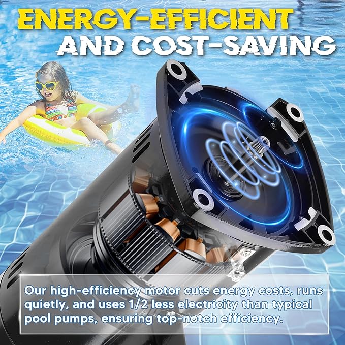 USQ1202 Pool Pump Motor 2HP, Fit for A.O. Smith/Century Pool and Spa Pump Motor, 3450 RPM, 48Y Frame, 230V, 10.4 Amps, Swimming Pool Motor