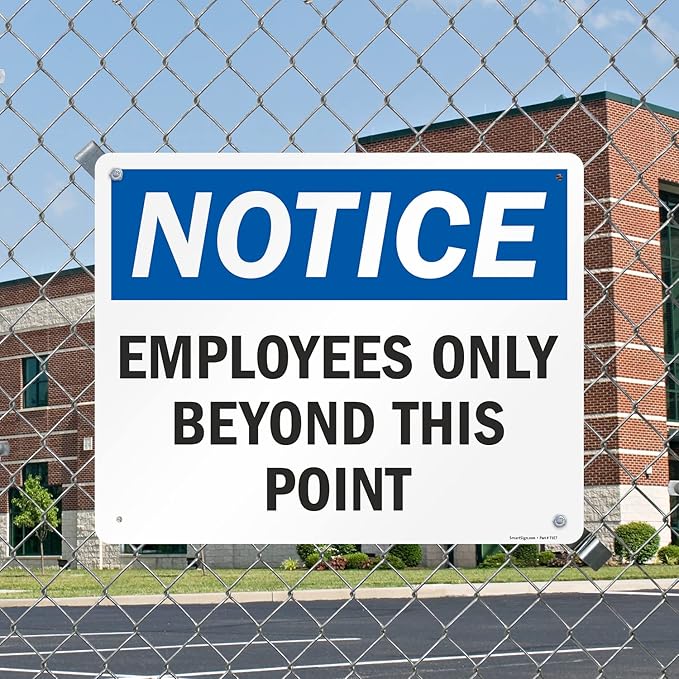 SmartSign 24 x 30 inch “Employees Only Sign, Employees Only Beyond This Point Sign” Metal Sign, 80 mil Laminated Rustproof Aluminum, Blue, Black and White, Made in USA