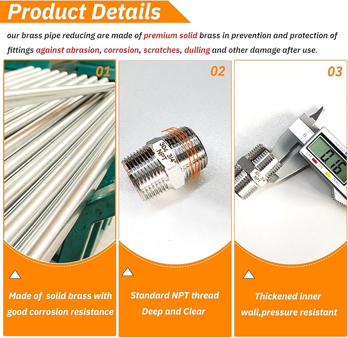 4PCS Hex Stainless Steel Nipple 3/4"NPT Male X 3/4" NPT Male Pipe Fitting 3/4 inch Stainless Steel Pipe Nipples Male Pipe Adapter Fittings Heavy Equal Nipples Connectors