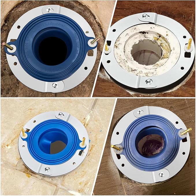 2 Piece Toilet Flange Repair Kit, Toilet Flange Repair Ring with 1/4" x 2-1/4" Closet Bolts, Stainless Steel Split Ring for Cast Iron, PVC or ABS(1 Pack)