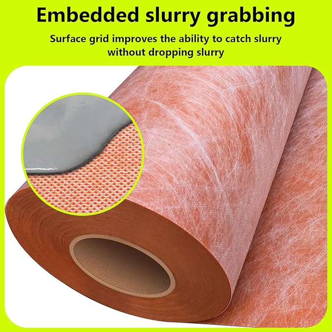 Waterproof Membrane 23.6mils/0.6mm Thickness 3.3x98.4’/ 323 Sq Ft Tile Underlayment Waterproofing Membrane PE Fabric for Shower Walls, Bathroom Floors, Sauna Room, Roof Polyethylene Fabric Roll Roof