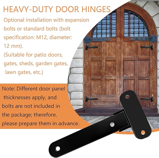 Heavy Duty Gate Hinges, 2 pcs 900LBS Capacity and 180-Degree Open Weld on Hinge or Bolt-On Gate Hinges Heavy Duty, Open for Barn Door Hinges/Garden/Fence/Metal Gates Hinges for Gates