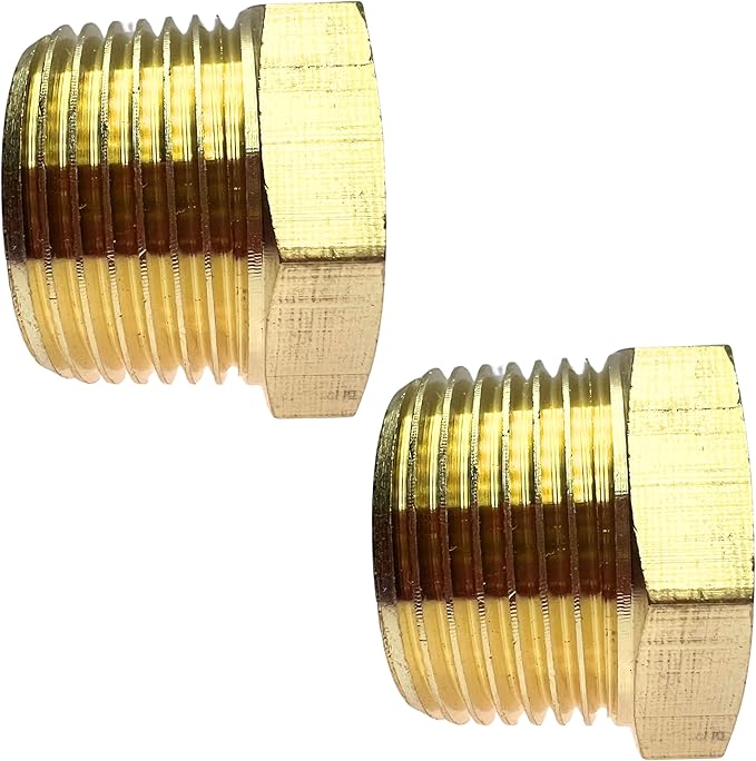 2pcs 3/4" NPT Male x 1/4" NPT Female Brass Reducer Hex Bushing Threaded Fitting Adapter by CX WONDERLAND