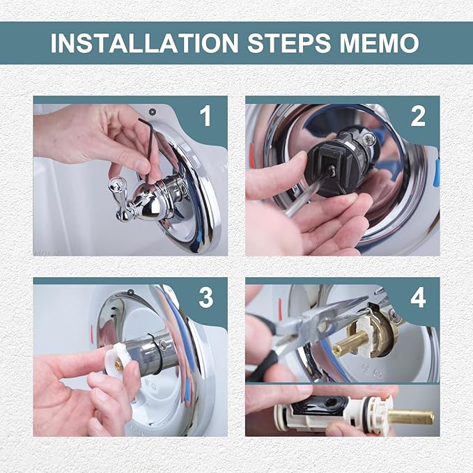 Shower Cartridge Kit 10 Pcs Replacement for Moen 1222 / 1222B, Fits PosiTemp Single Handle Faucet Valve, Replaces 158084 158085 Bathroom Faucet Cartridge, w/Lubricant and Clips, Brass Stem