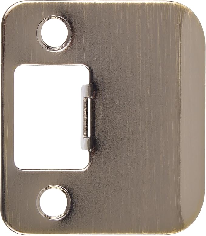 Round Corner Extended Lip Strike Plate, 2-1/4" x 1-1/2", (2" Overall Length), Antique Brass by Stone Harbor Hardware