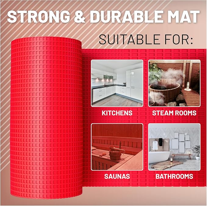 1/8” Uncoupling Membrane for Tile, Stone, Concrete, Shower Walls, Bathroom Floors – Waterproof, Anti-Fracture Underlayment Mat (3.3ft x 121.2ft, 400 sq ft) – Colors May Vary.