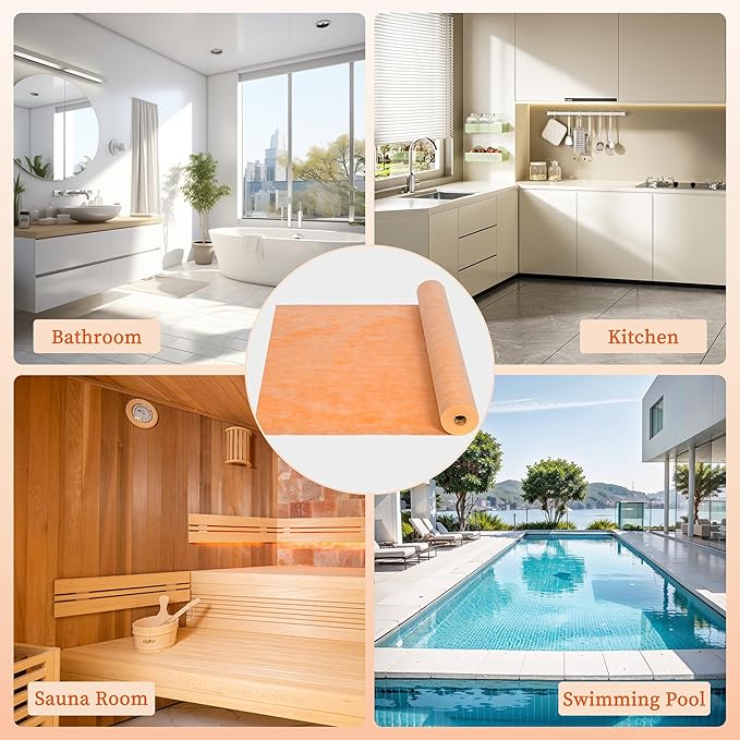Waterproof Membrane for Shower 3.3Ft X 98.4Ft (323 Sq Ft) Waterproofing Membrane 23.6 Mils Thickness Waterproof Underlayment for Shower Tile Flooring