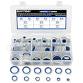 245PCS Metric Bonded Seal Dowty Washer, NBR Zinc-Plated Automotive Self-Centred Seal Rubber Washers, Gasket Seal Crush O-Ring Assortment Kit Set, Includes Sizes of M6-M30
