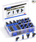 TAILONZ PNEUMATIC 1/4 Inch od Push to Connect Fittings Pneumatic Fittings Kit 20 Spliters+20 Elbows+20 tee+20 Straight (80 pcs)