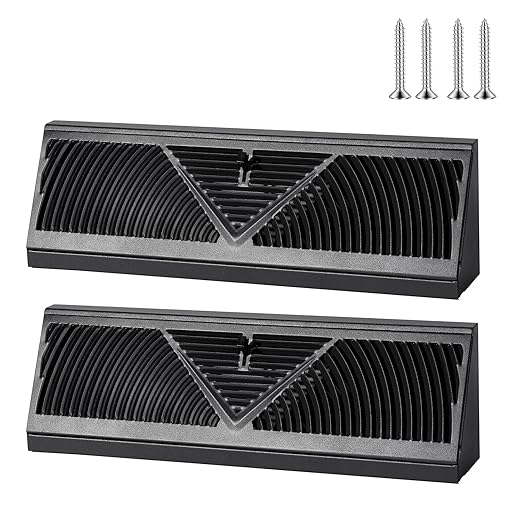 2 Pcs Baseboard Register Vent 18 Inch Duct Opening Size Baseboard Vent Covers Diffuser Adjustable Corner Return Air Grille for Home Floor Wall Air Flow Control (2, Black, 18 Inch)