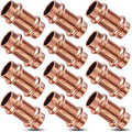 Copper Press Fittings,1/2inch Copper Coupling with Stop 1/2-Inch PxP Zero Lead,Outer Diameter 5/8”,12PK Press Fittings 1/2” Coupling with Stop for Plumbing,Use with Hydraulic Press Fitting Tool