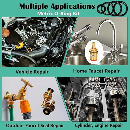 1540 Pcs 32 Size O-Rings Kit Nitrile Rubber O Ring Assortment with 4 Hook Set for Various Car Auto Vehicle Repair Plumbing Pressure Washer Air or Gas Sealing Connections Resist Oil and Heat