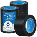 SPARTAN INDUSTRIAL - 3" X 30 yd Water-Resistant Black Tape - 6 Heavy-Duty Duct Tape Rolls for Indoor and Outdoor Use - No Residue, 9 Mil