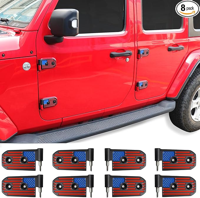 JL Door Hinges for Jeep, Replacement Original Factory Door Hinge Sleeve for 2018-2025 Jeep Wrangler JL JLU Sports Sahara Rubicon Gladiator JT Accessories 4 Door, Aluminum,8 Pcs, Black Color
