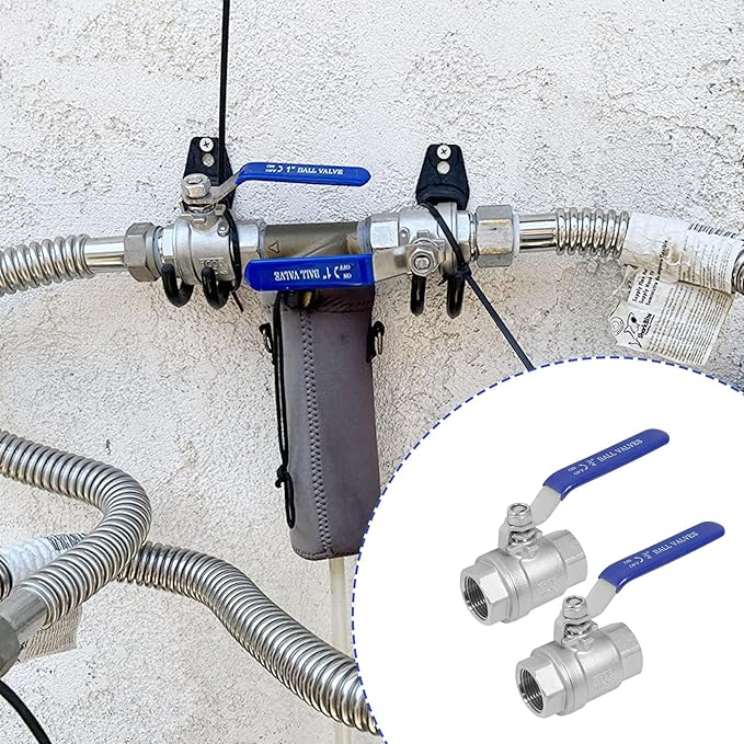 YADIAN 2 Pack 3/4'' Ball Valve 304 Stainless Steel NPT Female Full Port 3/4 inch Ball Valve Heavy Duty Shut Off Valve for Water, Oil, and Gas with Blue Locking Handles, 1000 WOG