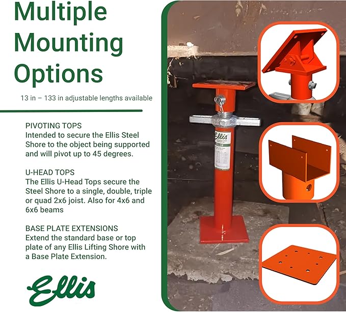 Ellis Manufacturing Light-Duty Steel Lifting Shore and Jack Post – House Jack for Foundation, Floor Leveling, and Concrete Bracing – 18,000 lb Safe Load Capacity – 19"-27" Adjustment