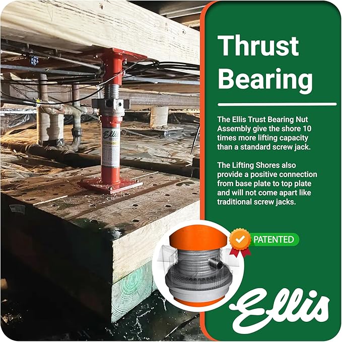 Ellis Manufacturing Light-Duty Steel Lifting Shore – Adjustable Foundation Support Jack for Floor Leveling, Beams, Concrete, and Basement – 18,000 lb Safe Load Capacity – 14"-22" Adjustment