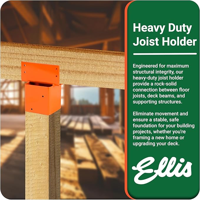 Ellis Manufacturing Company - Single 2x6 Joist Holder for 4x4 Post - Secure in Crawl Space - Metal Support, Wall Mount Bracket for Construction & Stability Applications