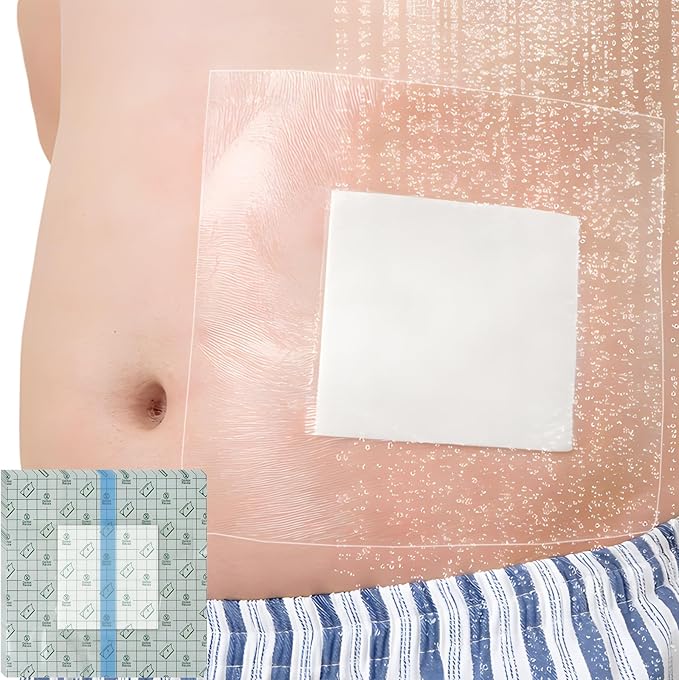 8"x8" Waterproof Shower Cover Incision Bandages for Large Wound with No Glue On The Center Adhesive Transparent Shower Protector Post Surgical Water Barrier Guard Pack of 25