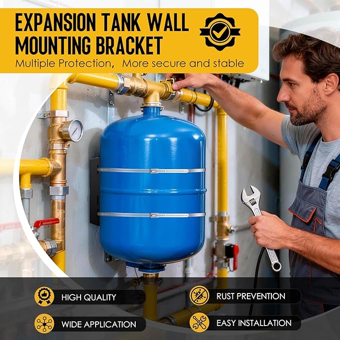 Expansion Tank Mounting Bracket with 2 Earthquake Straps - for 1 to 5 Gallon Thermal Expansion Tanks,Hot Water Heater Accessory to 13" Diameter Tanks & 5lb Propane Tanks, Wall Mount Holder (1)